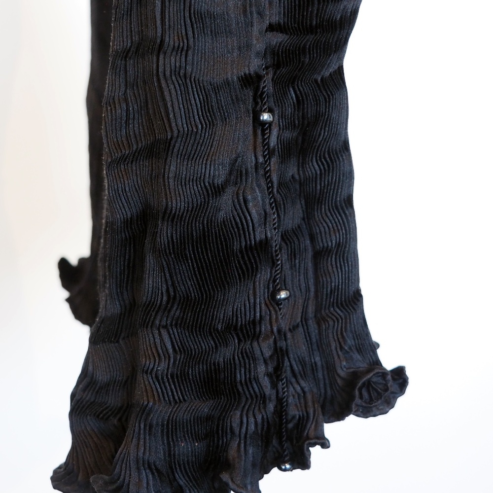 Fortuny Black Satin Pliss Dress 1980s - image 4